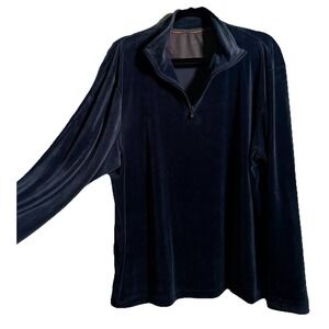 Men's LS Velvet 1/4 Zip Pullover Blue Gray Sz 2XL Loungewear And Outdoor